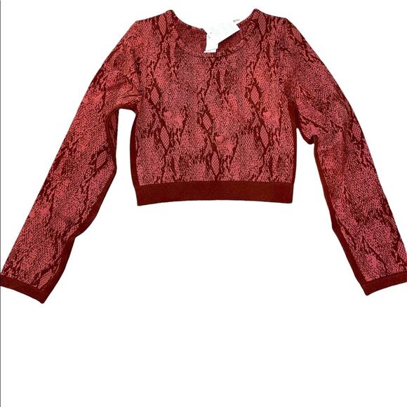 Fabletics Kamila Seamless Long Sleeve Snake Print Cherry Crop Top L NEW w/Tag - Picture 5 of 7